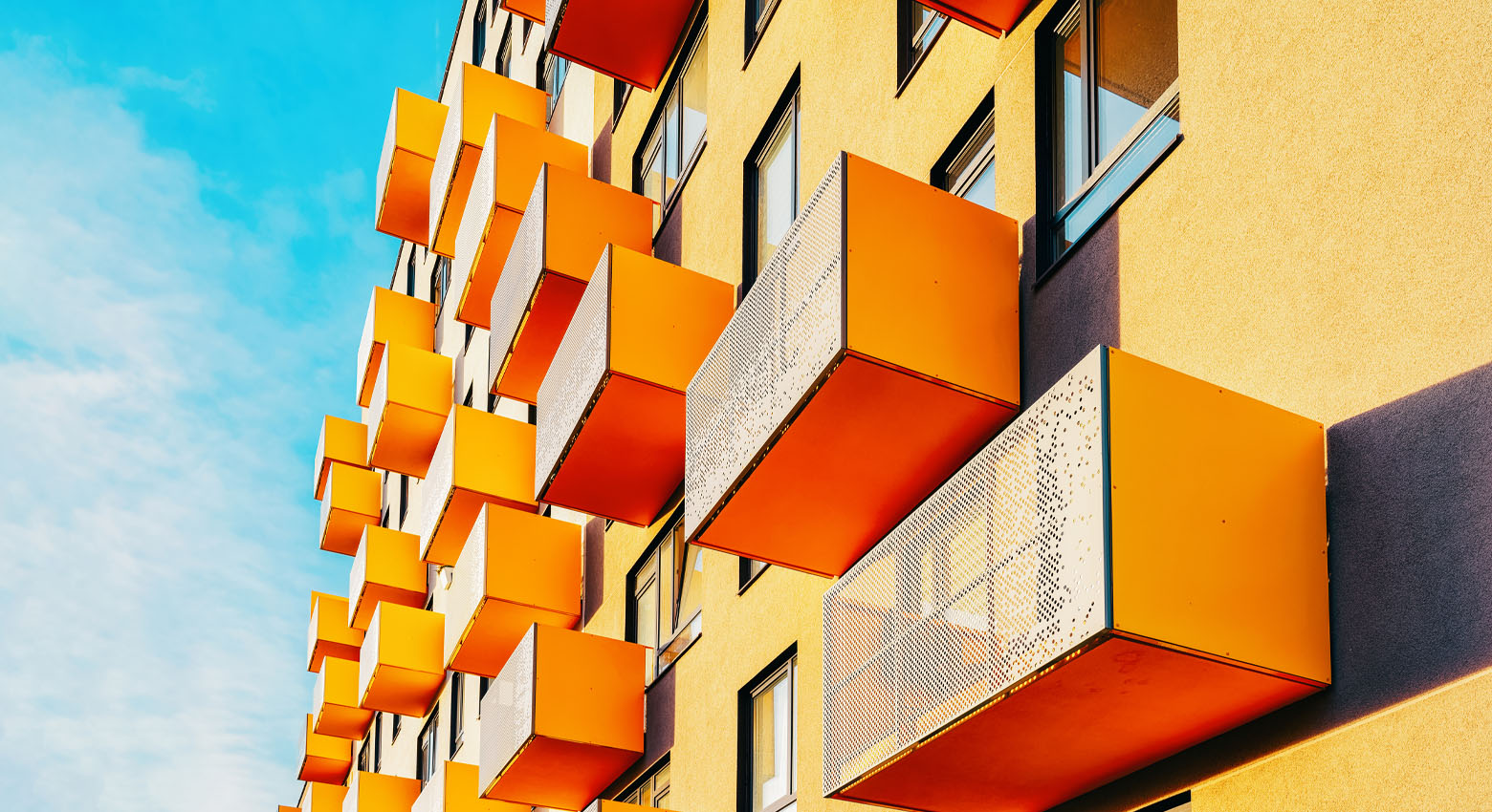Orange building and blue sky 