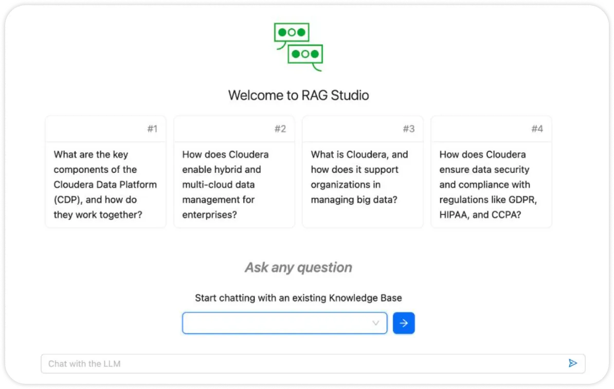 Cloudera AI Studios RAG Studio product screenshot