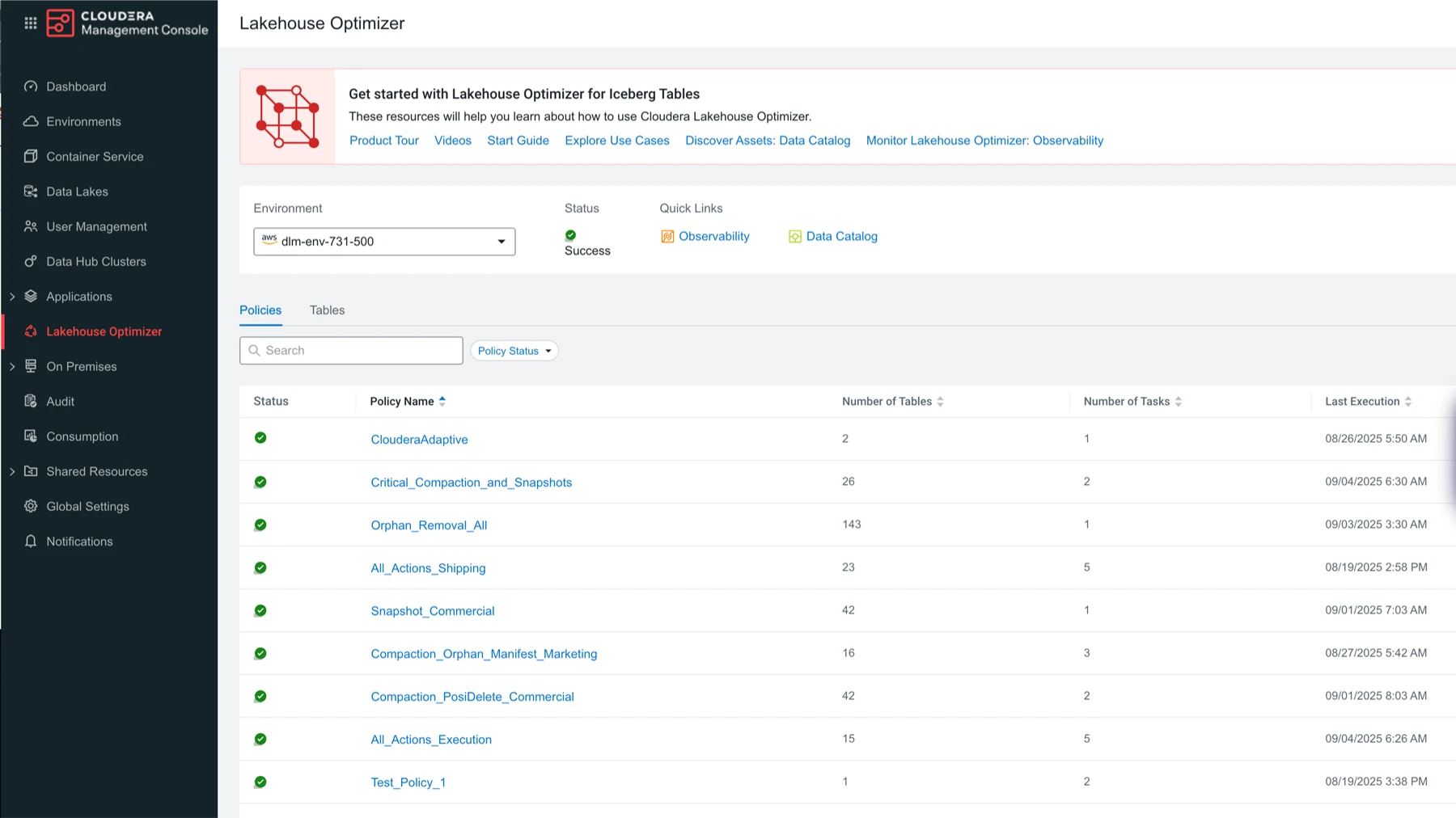 Cloudera Lakehouse Optimizer screenshot
